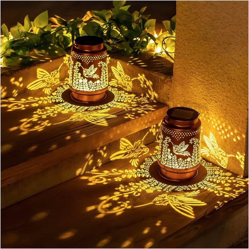 EZTZEN Hummingbird Solar Lanterns Outdoor Waterproof Hanging Solar Lights Hummingbird Gifts for Women Men Metal Decorative LED Lanterns for Garden Decor,Yard,Patio,Lawn,Pathway - Image 3